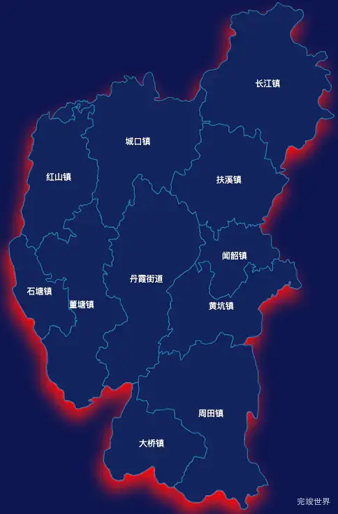 echarts韶关市仁化县geoJson地图阴影